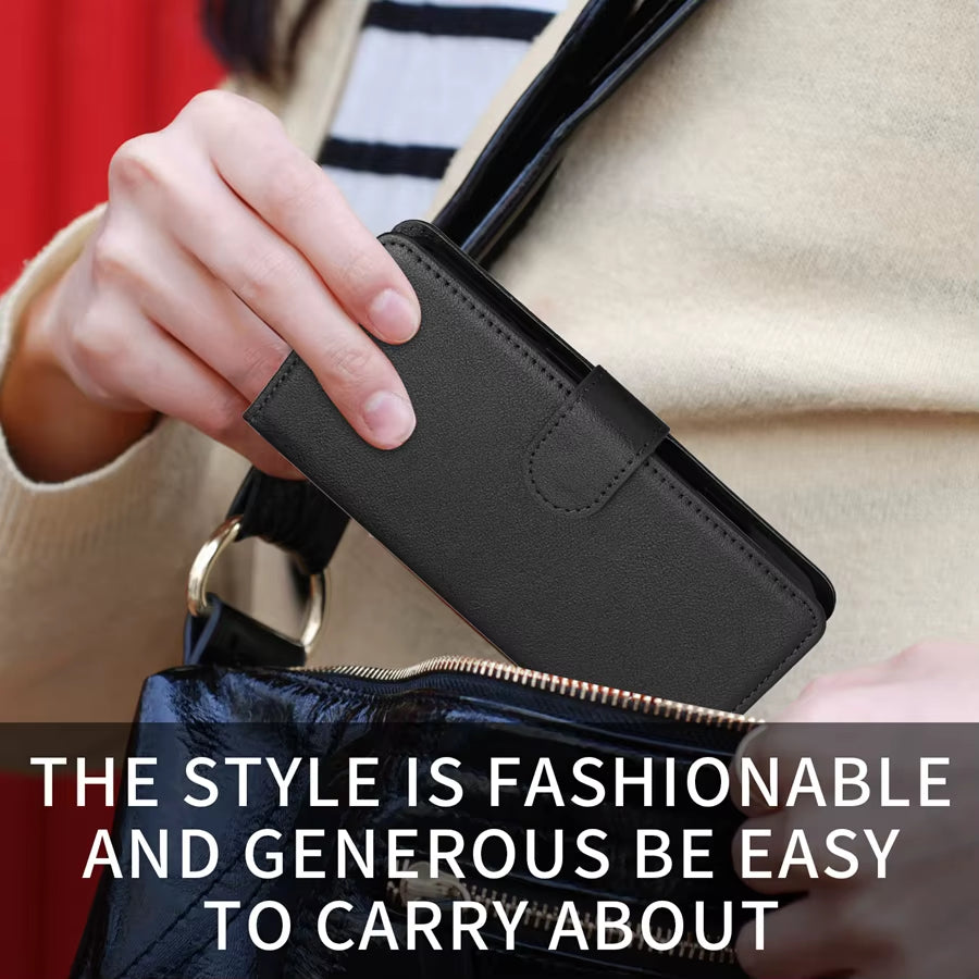 Premium Magnetic Flip Leather Wallet Case with Card Slot and Kickstand for Xiaomi Redmi Note 13 Pro, 12, 11, 10, 9 Pro, 8T, 7