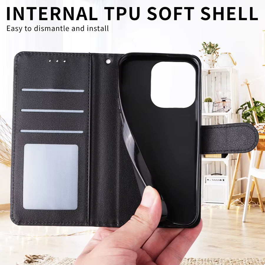 Premium Magnetic Flip Leather Wallet Case with Card Slot and Kickstand for Xiaomi Redmi Note 13 Pro, 12, 11, 10, 9 Pro, 8T, 7